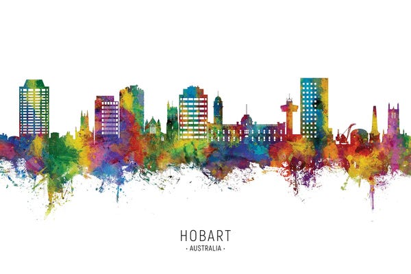Tasmania: Hobart Australia Skyline City Name by Michael Tompsett