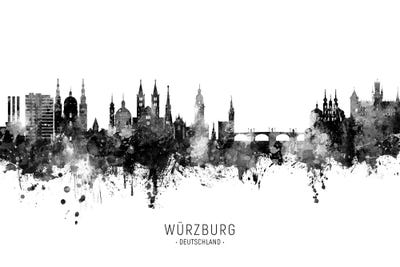 Wurzburg Deutschland Skyline Name Bw by Michael Tompsett canvas print