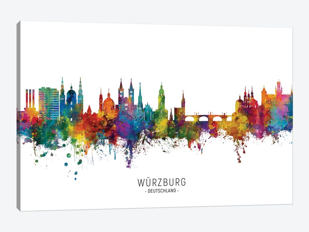 Wurzburg Deutschland Skyline City Name by Michael Tompsett 1-piece Canvas Wall Art