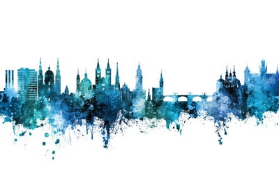 Wurzburg Deutschland Skyline Blue Teal by Michael Tompsett canvas print