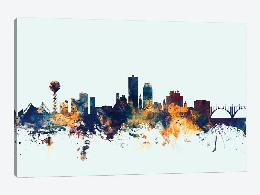 Knoxville, Tennessee, USA On Blue by Michael Tompsett 1-piece Canvas Artwork