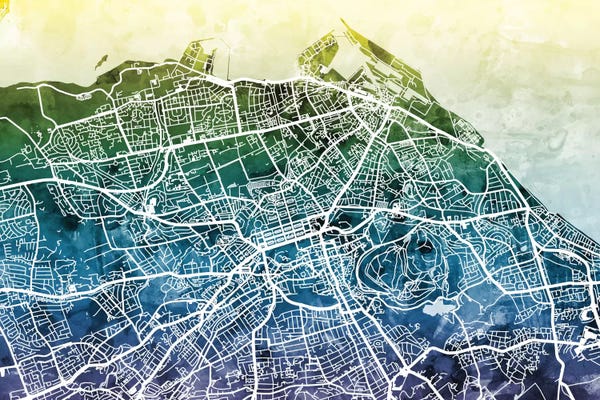 Color Gradient Urban Street Maps: Gradient Map Of Edinburgh, Scotland, United Kingdom by Michael Tompsett