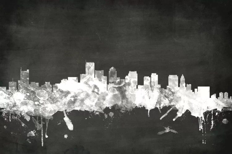 Blackboard Skyline Of  Boston, Massachusetts, USA