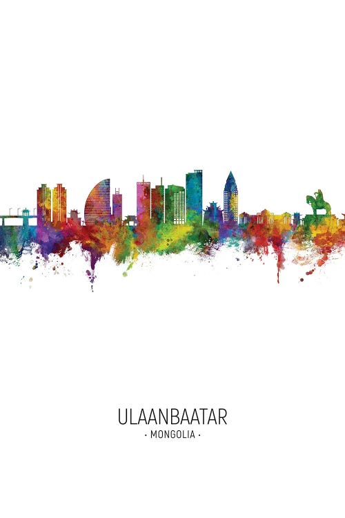 Ulaanbaatar Mongolia Skyline Portrait by Michael Tompsett wall art