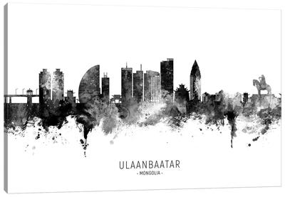 Ulaanbaatar Mongolia Skyline Name Bw Canvas Art Print - Mongolia