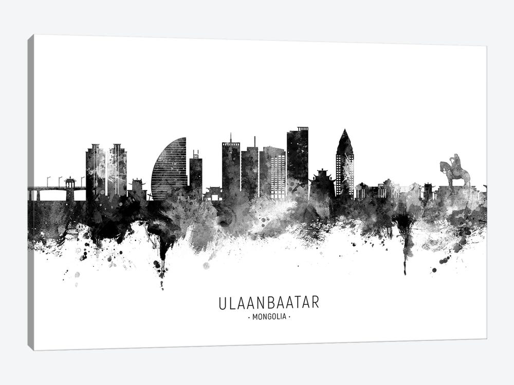 Ulaanbaatar Mongolia Skyline Name Bw by Michael Tompsett 1-piece Art Print