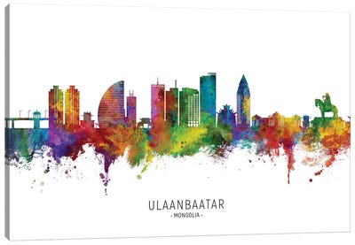 Ulaanbaatar Mongolia Skyline City Name Canvas Art Print - Mongolia