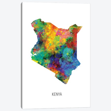 Kenya Map Canvas Print #MTO3007} by Michael Tompsett Canvas Wall Art