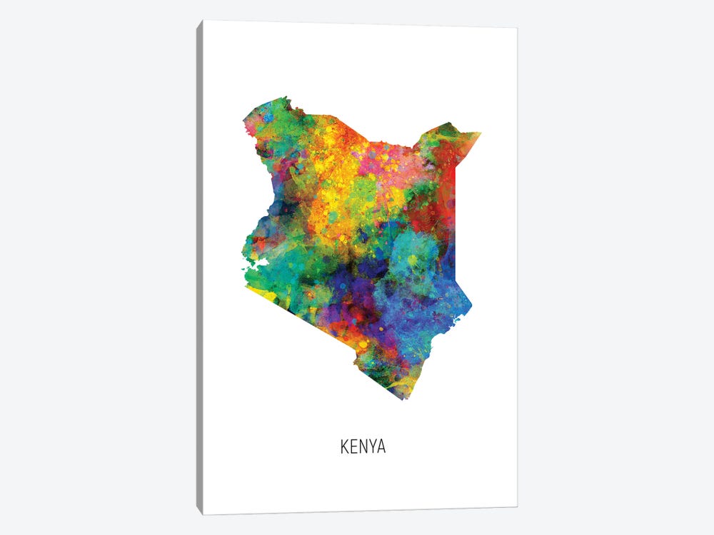 Kenya Map by Michael Tompsett 1-piece Canvas Wall Art