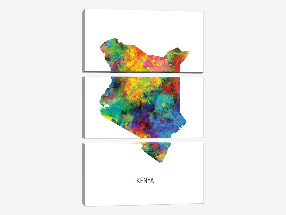 Kenya Map by Michael Tompsett 3-piece Canvas Art