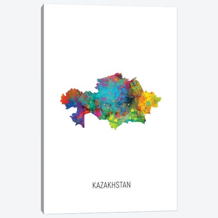 Kazakhstan Map Canvas Print #MTO3008} by Michael Tompsett Art Print