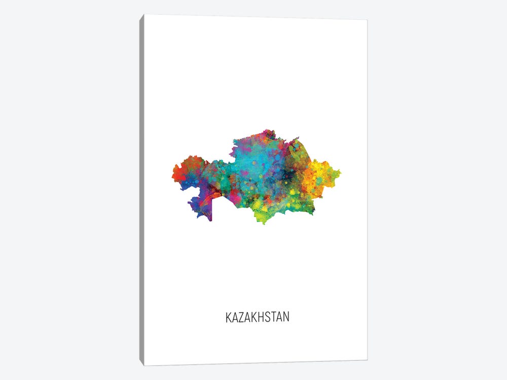 Kazakhstan Map by Michael Tompsett 1-piece Art Print