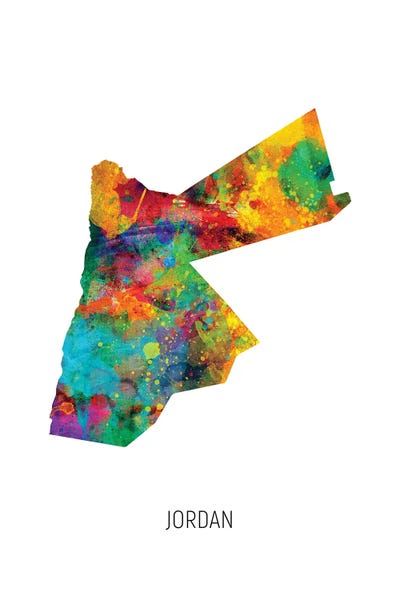 Jordan Map by Michael Tompsett framed canvas print