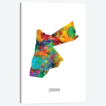 Jordan Map Canvas Print #MTO3009} by Michael Tompsett Canvas Print