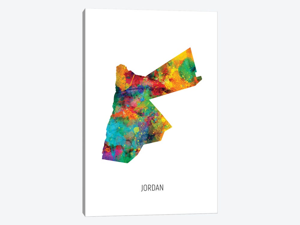 Jordan Map by Michael Tompsett 1-piece Canvas Artwork