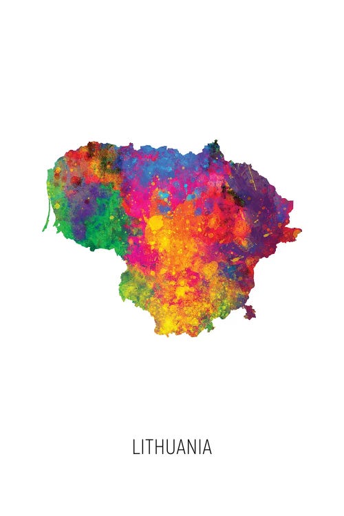 Lithuania Map by Michael Tompsett wall art