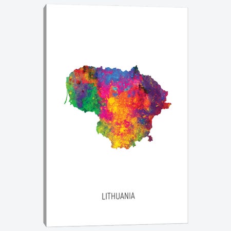 Lithuania Map Canvas Print #MTO3010} by Michael Tompsett Canvas Wall Art
