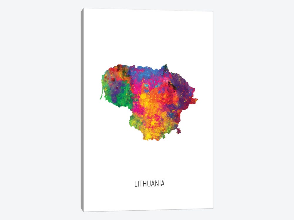 Lithuania Map by Michael Tompsett 1-piece Canvas Wall Art