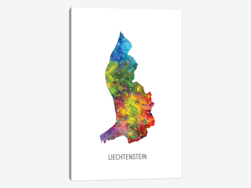 Liechtenstein Map by Michael Tompsett 1-piece Canvas Print