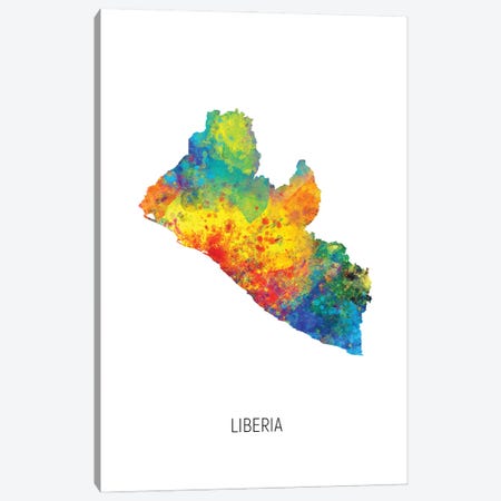 Liberia Map Canvas Print #MTO3013} by Michael Tompsett Canvas Artwork