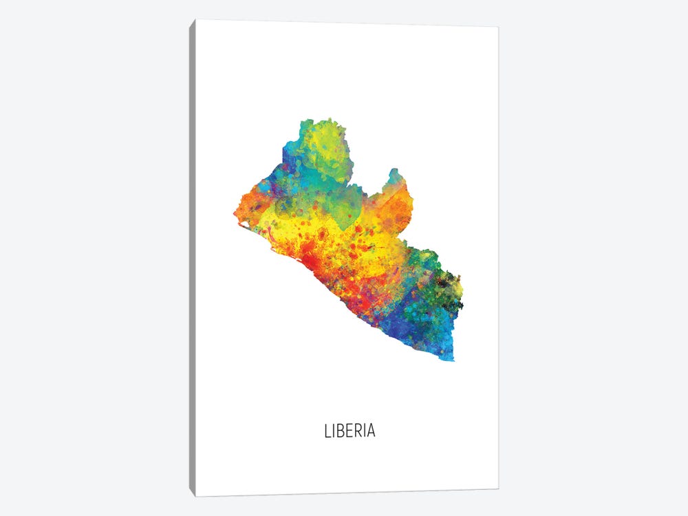 Liberia Map by Michael Tompsett 1-piece Canvas Print