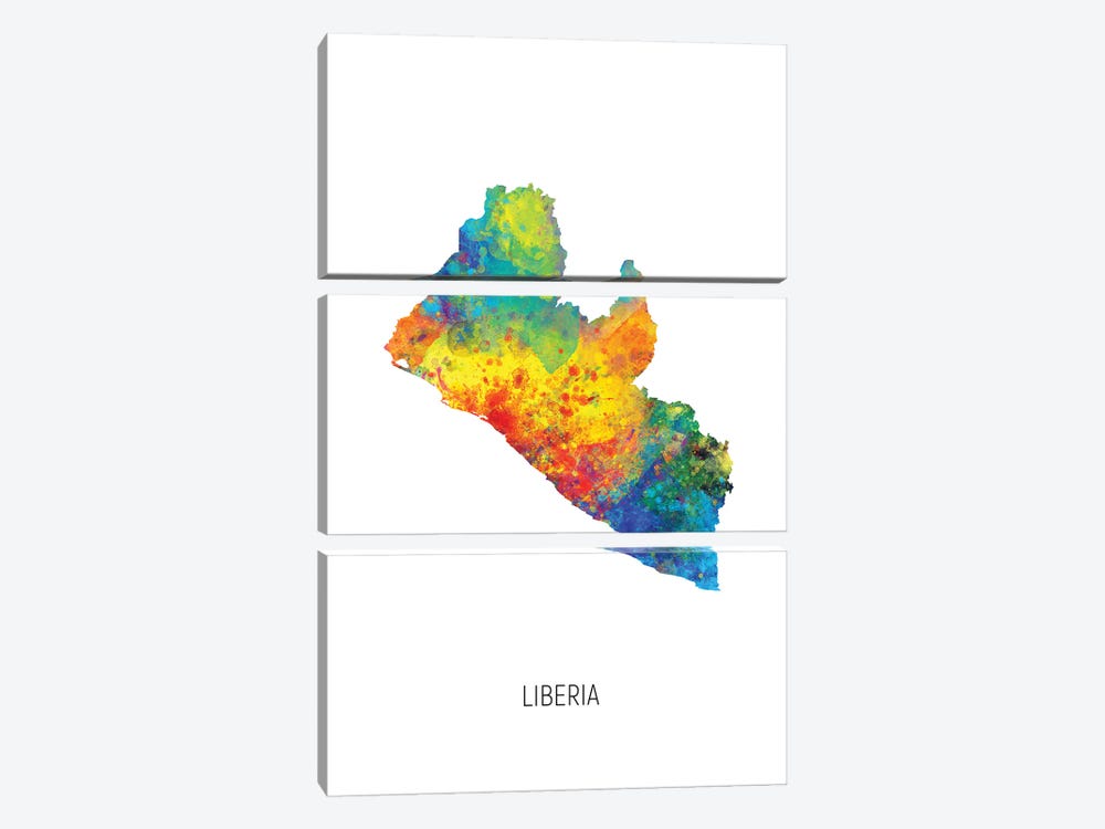 Liberia Map by Michael Tompsett 3-piece Art Print