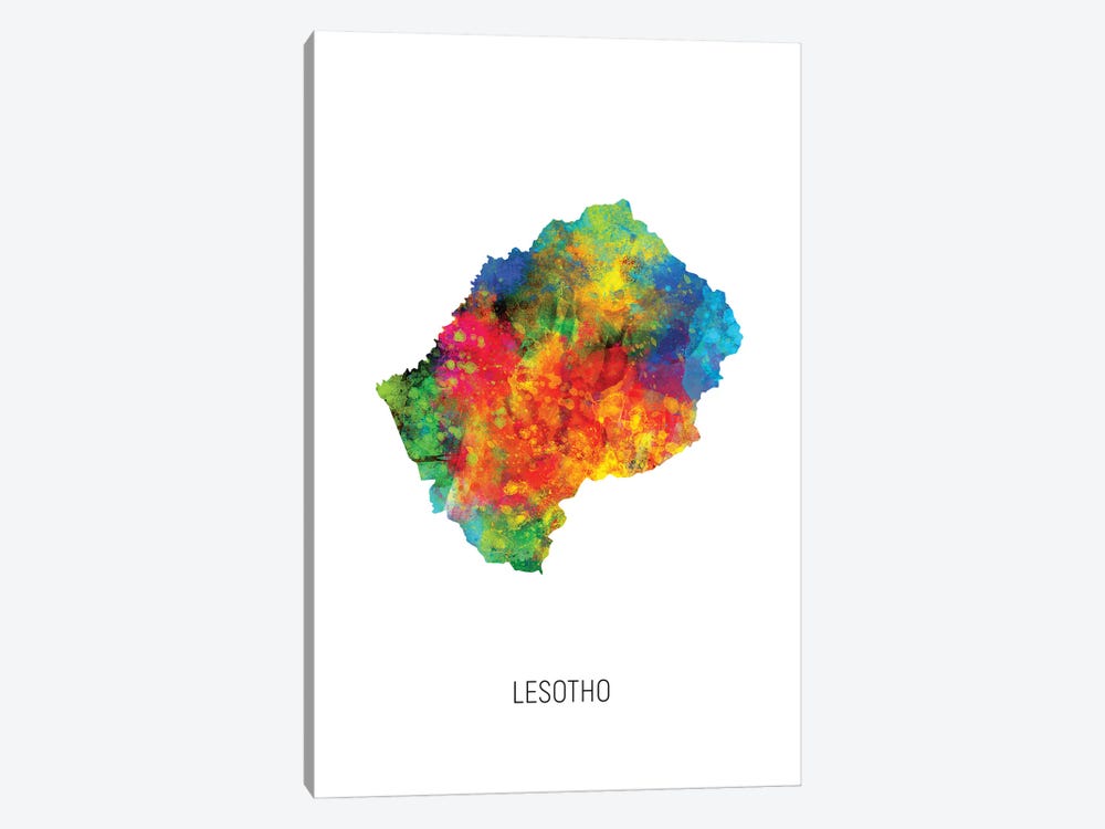 Lesotho Map by Michael Tompsett 1-piece Canvas Wall Art