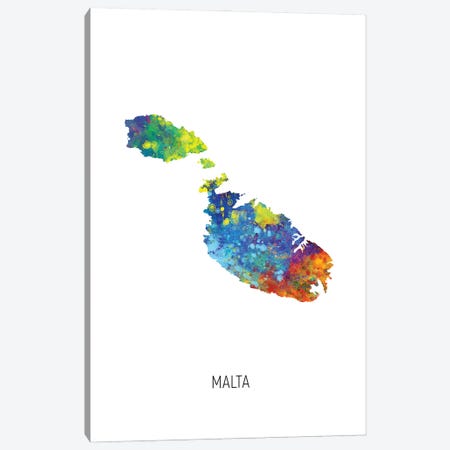 Malta Map Canvas Print #MTO3015} by Michael Tompsett Canvas Print