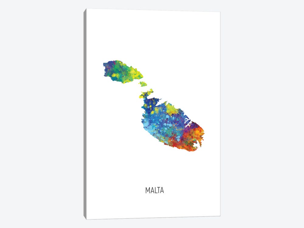 Malta Map by Michael Tompsett 1-piece Canvas Print