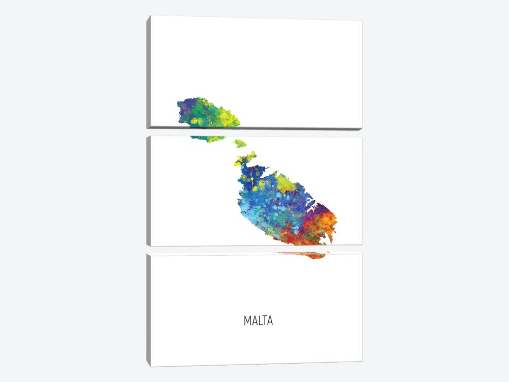Malta Map by Michael Tompsett 3-piece Art Print