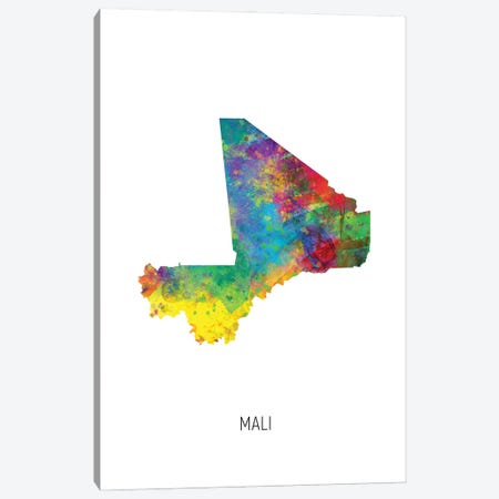 Mali Map Canvas Print #MTO3016} by Michael Tompsett Canvas Art Print