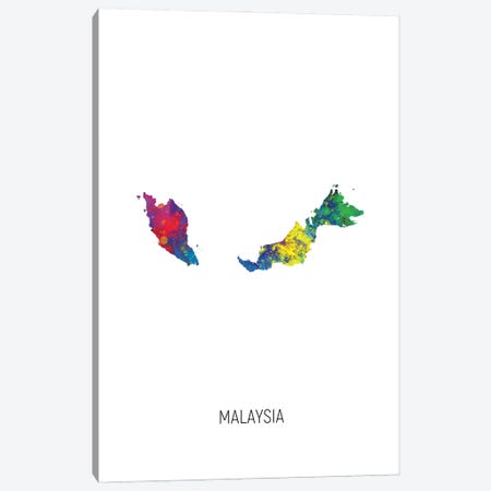 Malaysia Map Canvas Print #MTO3017} by Michael Tompsett Canvas Art Print