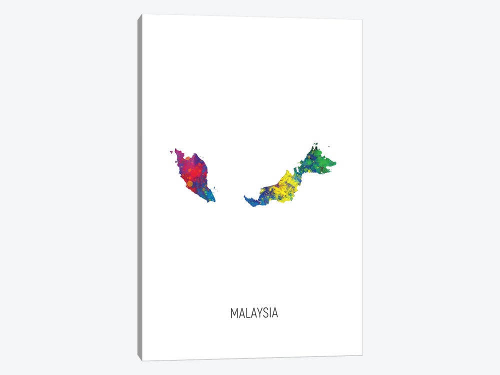 Malaysia Map by Michael Tompsett 1-piece Art Print