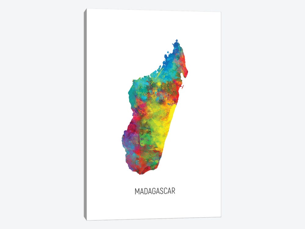 Madagascar Map by Michael Tompsett 1-piece Canvas Artwork