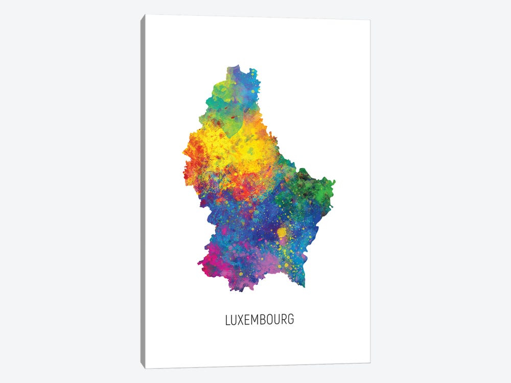Luxembourg Map by Michael Tompsett 1-piece Canvas Print