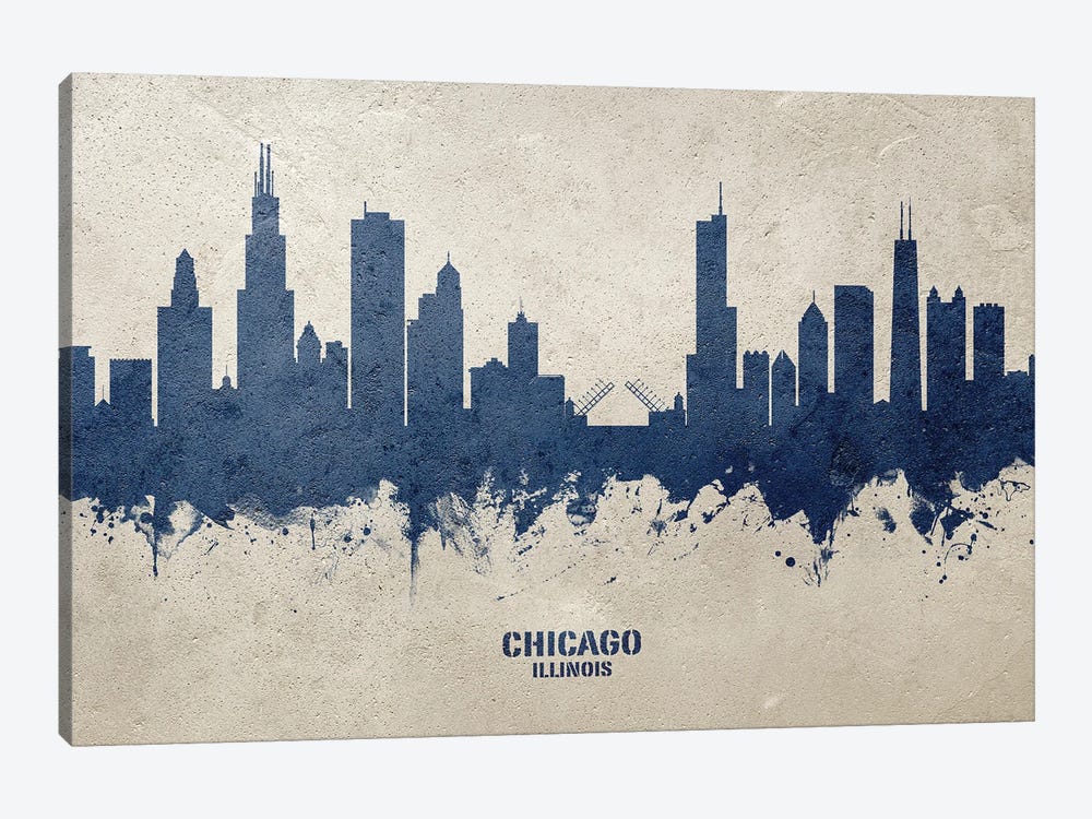 Chicago Illinois Skyline Concrete by Michael Tompsett 1-piece Art Print