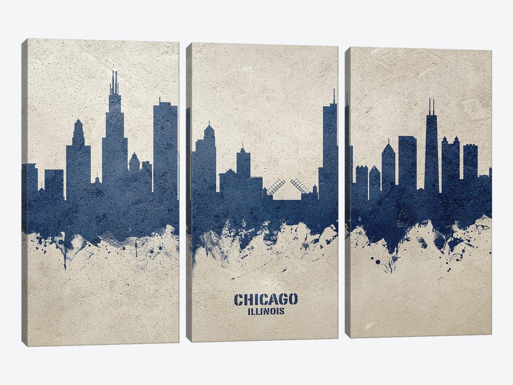 Chicago Illinois Skyline Concrete by Michael Tompsett 3-piece Art Print