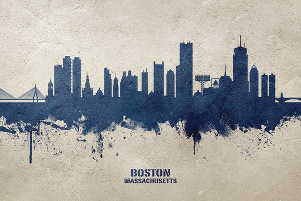 Skylines: Boston Massachusetts Skyline Concrete by Michael Tompsett