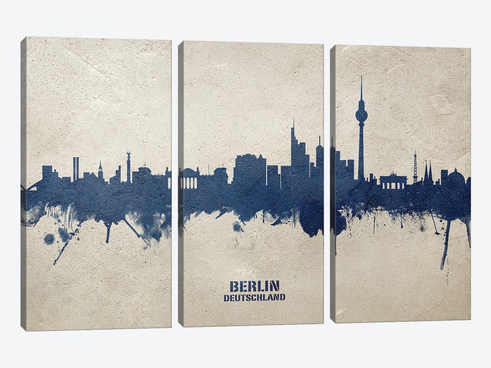 Berlin Deutschland Skyline Concrete by Michael Tompsett 3-piece Canvas Print