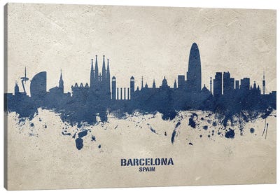 Barcelona Spain Skyline Concrete Canvas Art Print - Catalonia Art