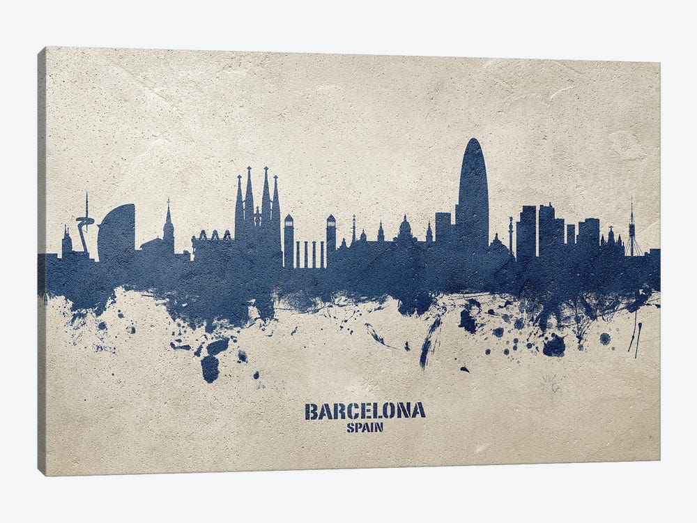 Barcelona Spain Skyline Concrete by Michael Tompsett 1-piece Canvas Art