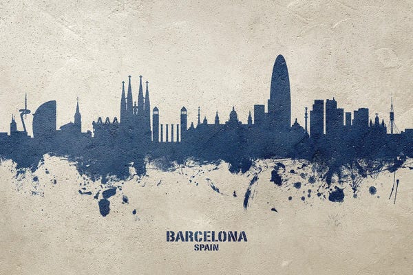 Catalonia: Barcelona Spain Skyline Concrete by Michael Tompsett