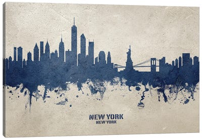 New York New York Skyline Concrete Canvas Art Print - Statue of Liberty Art