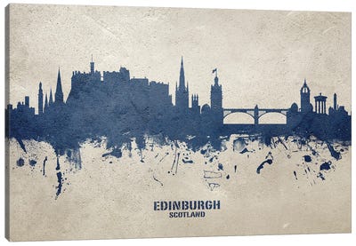 Edinburgh Scotland Skyline Concrete Canvas Art Print - Edinburgh