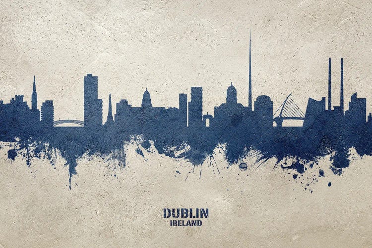 Dublin Ireland Skyline Concrete by Michael Tompsett wall art