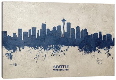 Seattle Washington Skyline Concrete Canvas Art Print - Seattle Skylines