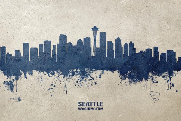Seattle: Seattle Washington Skyline Concrete by Michael Tompsett