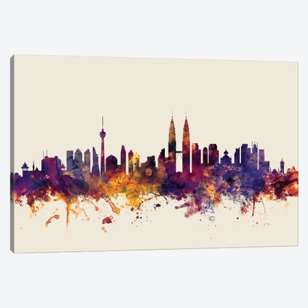 Kuala Lumpur, Malaysia On Beige Canvas Print #MTO302} by Michael Tompsett Canvas Art