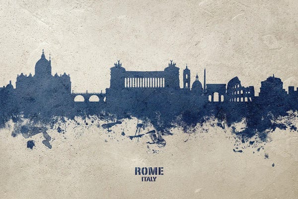 Rome Skylines: Rome Italy Skyline Concrete by Michael Tompsett