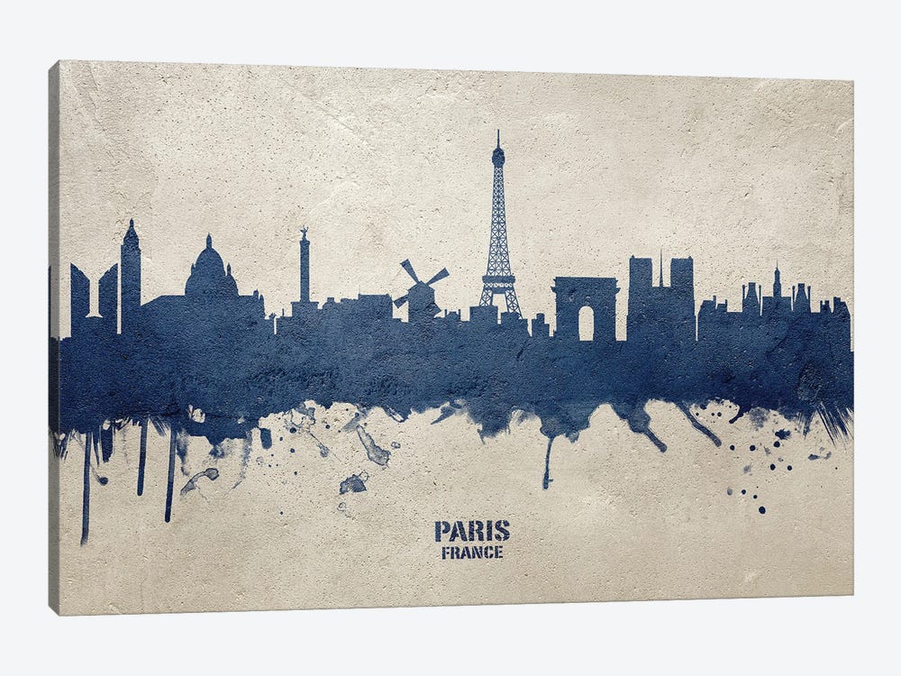 Paris France Skyline Concrete by Michael Tompsett 1-piece Canvas Art
